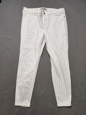 Liverpool Jeans Company Womens Crop White and Tan Striped Jeans